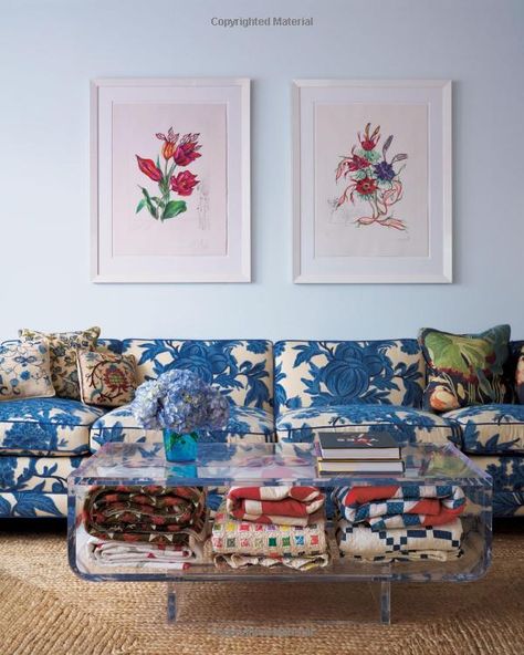 Amazon.com: Good Bones, Great Pieces: The Seven Essential Pieces That Will Carry You Through a Lifetime (9781584799573): Suzanne McGrath, Lauren McGrath, Suzanne McGrath Design LLC: Books Floral Couch, Lucite Coffee Tables, Floral Sofa, Acrylic Coffee Table, A Living Room, Fabric Sofa, Interior Inspiration, The Wall, Decor Inspiration