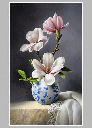 Oil Painting Flowers, Magnolia Flower, Still Life Art, Flower Art Painting, Arte Floral, Still Life Painting, Flower Pictures, Ikebana, Flowers Photography