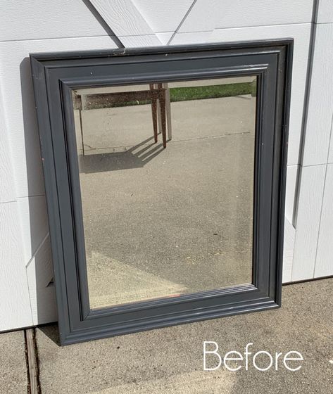 15 Thrifty Mirror Makeovers | Confessions of a Serial Do-it-Yourselfer Refinishing Mirror Frame, Old Mirror Makeover, Mirror Makeover Diy, Mirror Redo, Painting Mirror Frames, Christmas Mirror, Basket Makeover, Mirror Frame Diy, Old Mirrors