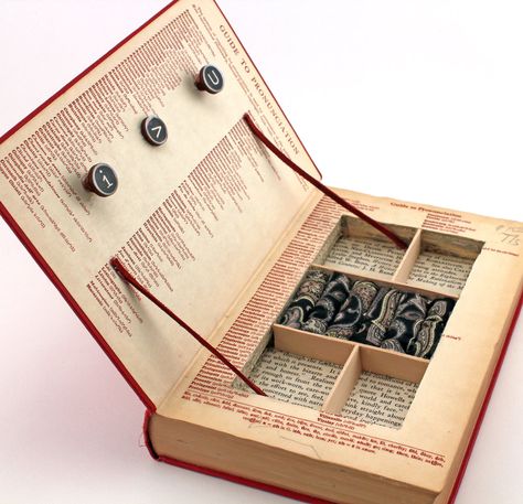 Vintage Book Jewelry Box. Unique, Recycled. "A Handbook To Literature." Wooden Typewriter Keys. Handmade by Kiss Every Comma on Etsy. Diy Trinket Box, Old Book Crafts, Diy Jewelry To Sell, Recycled Books, Jewelry Box Diy, Handmade Jewelry Box, Book Jewelry, Handmade Books, Handmade Jewelry Diy