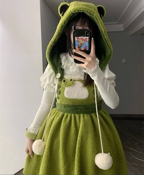 Frog Outfit, Famous Outfits, Cottagecore Outfits, Dress Design Sketches, Kawaii Fashion Outfits, Really Cute Outfits, Kawaii Clothes, Fantasy Fashion, Dream Clothes