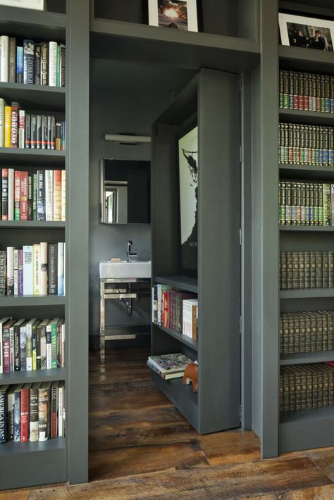 Photo 6 of 10 in Bookshelves Conceal Hidden Rooms in This Secret-Filled Backyard Studio - Dwell Dold Dörr, Floor To Ceiling Bookshelves, Ecological House, Studio Cabin, Glass Cabin, Folding Glass Doors, Modern Shed, Harrison Design, Backyard Studio