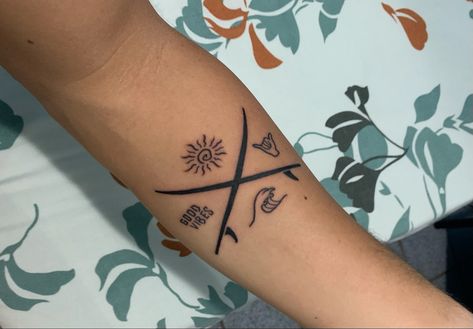 Surfer Tattoo Men, Surfing Tattoos Men, Surfer Tattoo Ideas, Surf Tattoo Ideas, Surfing Tattoo, Shaka Tattoo, Surfer Tattoo, Surf Tattoo, Basic Tattoos