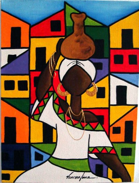 African Abstract Art, African Drawings, African Art Projects, Brazil Art, Spanish Home, Africa Art Design, African Women Art, Cuban Art, African Paintings