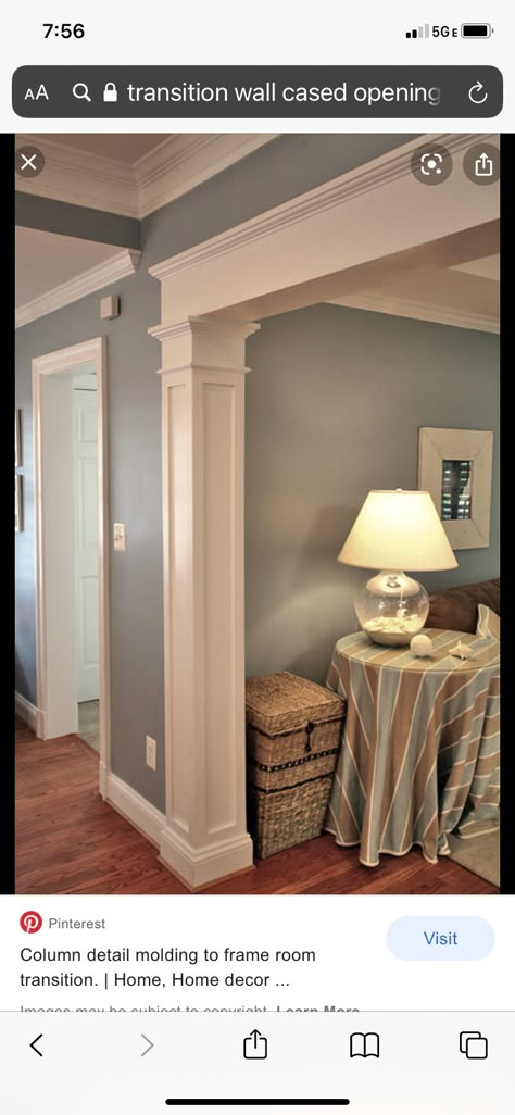 Crown Molding Ideas, Geometric Crown, Molding Ideas, Traditional Family Room, Interior Columns, House Trim, Column Design, Dc Metro, Style Deco