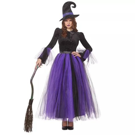 Adult Witch Costume Deluxe - The Signature Collection - Spirithalloween.com Eleven Halloween Costume, Adult Witch Costume, Stranger Things Dress, Black Witch Dress, Halloween Cast, Flight Attendant Costume, Home Halloween Costumes, Army Costume, Daphne Costume