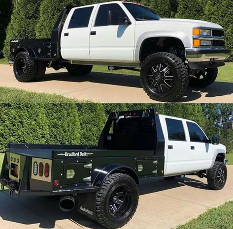 Western Hauler Trucks, Dually Flatbed Ideas, Chevy Dually Flatbed, K3500 Dually, Obs Dually, Flatbed Truck Ideas, Chevy Flatbed, Custom Truck Flatbeds, Truck Bed Trailer