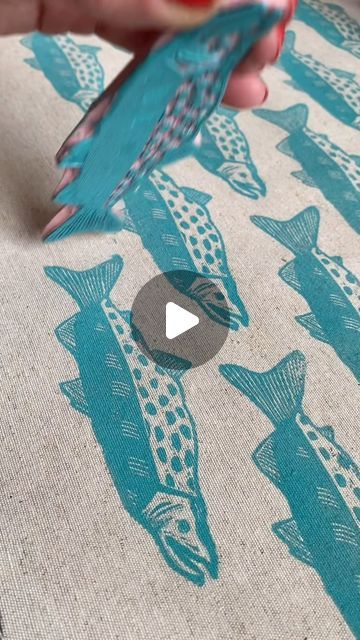 Esther van Dam  -Studio tokek on Instagram: "Sneak peek of a printing project on fabric I’m working on 😊 Keep an eye on my feed for the end result!  Enjoy the weekend x Ps: all stamps available in my shop. Ink by @speedball_art #fabricprinting #textileprint #textileprinting #stampcarving #fishing" Carved Stamps, Enjoy The Weekend, Pond Life, Hand Carved Stamps, Linoleum Block, Stamp Carving, Fabric Stamping, Wood Stamp, Block Printing