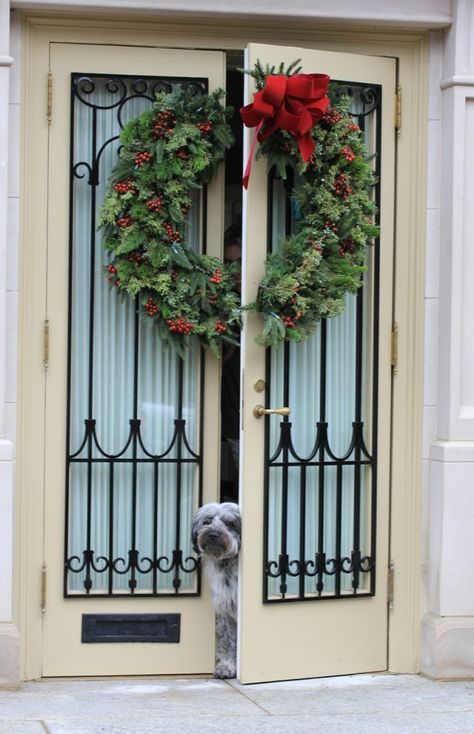 1 Front Porch Christmas Decor Ideas Double Doors, Wreaths On Double Doors, Double Door Wreaths Christmas, Double Front Door Wreath Ideas, Wreath For Double Front Door, Double Front Door Wreath Christmas, Wreath On Double Doors, Double Front Door Christmas Decor Ideas, Decorating Double Front Doors