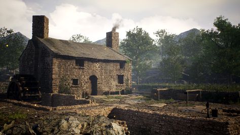 ArtStation - Mediaeval Farmhouse UE5 Medieval Farmhouse Concept Art, Fantasy Farmhouse, Setting Concept Art, Medieval Farmhouse, Map Building, Medieval House, Floor Plan Ideas, Medieval Houses, Fantasy Worlds