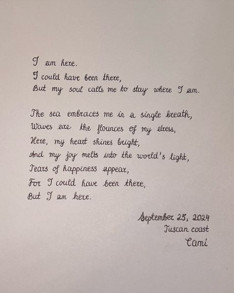 6 a.m. in the morning. I get up and stroll to the sea, listening to the gentle whispers of the waves. In the meantime, I write down my thoughts in a poem, letting the rhythm of the ocean inspire my words.💫💙 Swipe to see the original version and the translation of it ➡️ Poems About The Ocean, Ocean Poem, Kids Poems, Happy Tears, In The Meantime, A Poem, Ocean Inspiration, My Thoughts, Get Up