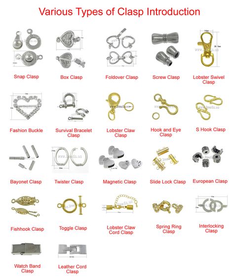 Jewelry Clasps Types Of, Types Of Beads For Jewelry, Jewelry Closures, Jewellery Clasps, Jewelry Findings Guide, Diy Jewelry Clasp, Clasps For Jewelry, Jewelry Knowledge, Types Of Jewelry