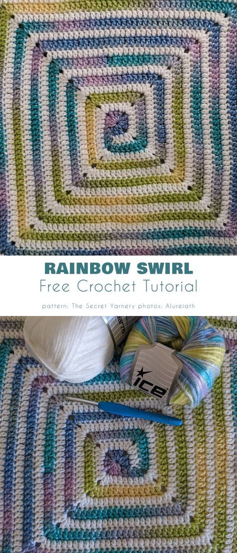 Swirl Blanket Free Crochet Patterns Swirl Blanket Crochet, Crochet Afghan Varigated Yarn, Swirl Crochet Blanket, Crochet Swirls Spirals, Crochet Spiral Blanket Pattern Free, Continuous Spiral Crochet Blanket, Crochet Afghan Tutorials, Crochet Blanket Patterns Multicolor Yarn, Spiral Crochet Granny Square Pattern Free