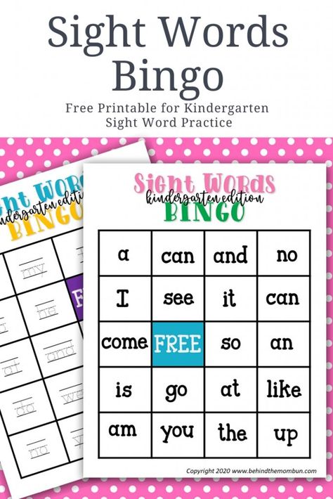 Bingo For Kindergarten, Dolch Sight Words Kindergarten, Sight Words Kindergarten Printables, Sight Word Bingo, Writing Sight Words, Fry Sight Words, Word Bingo, Cvc Word Activities, Mom Bun