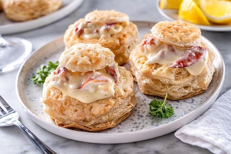 Lobster Newburg Recipes, Seafood Newburg Recipe, Newburg Sauce, Seafood Newburg, Lobster Newburg, Tyler Florence Recipes, Buttery Shrimp, Lobster Thermidor, Coquille St Jacques