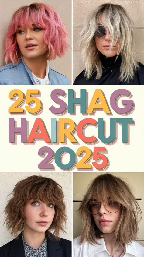 For a modern shag haircut 2025try a shoulder-length style with softtextured layersThis look works well for wavy haircreating a laid-backeffortless feelInspired by the 70s and 80sit’s perfect for women wanting a stylishretro vibe that’s still polished and easy to maintain. Mom Shag Haircut, Honey Blonde Shag Hair, Medium Shaggy Haircuts Straight Hair, Shoulder Shag Hairstyles, Medium Shag Hairstyles With Bangs, Thick Shaggy Haircut, Shag Hair Cuts For Thinner Hair, Plus Size Shag Haircut, Layered Haircut Wavy Hair