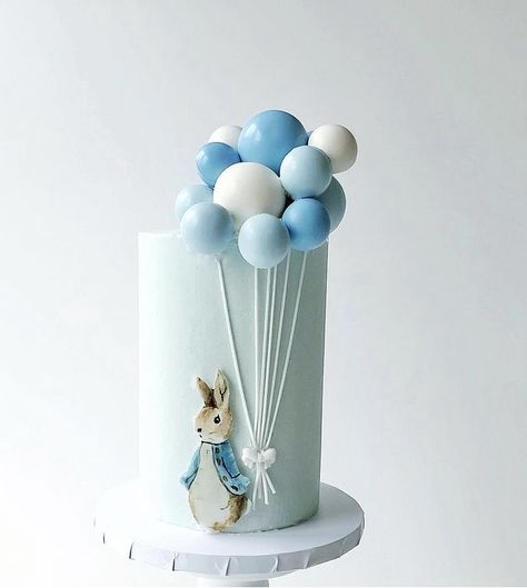 Peter Rabbit 1st Birthday Cake, Peter Rabbit Baby Shower Cake, Peter Rabbit Birthday Cake, Peter Rabbit Balloons, Rabbit Balloon, Baby 1st Birthday Cake, Christening Cake Boy, Peter Rabbit Cake, Rabbit Theme