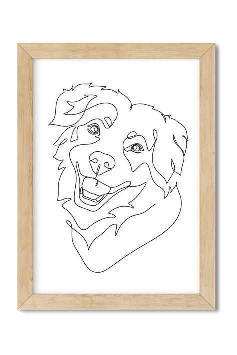 Horse Pictures Drawing, Aussie Outline Tattoo, Abstract Dog Drawing, Australian Shepherd Line Art, Portrait Outline Tattoo, Dog Groomer Tattoo, Horse Lineart, Vet Office Decor, Dog Pencil Drawing