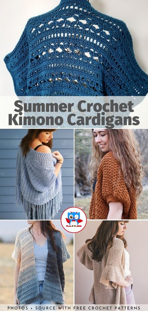 Summer Crochet Kimono Cardigans Free Patterns. Today’s collection is a proof that you can wear them all year  long, and they can be a very important element in your wardrobe. New  season brings focus on Summer Crochet Kimono Cardigans. Summer Kimono Outfit, Crochet Kimono Cardigan, Kimono Crochet, Journal Patterns, Crochet Outfits, Crochet Women, Crochet Kimono, Crochet Tips, Summer Kimono