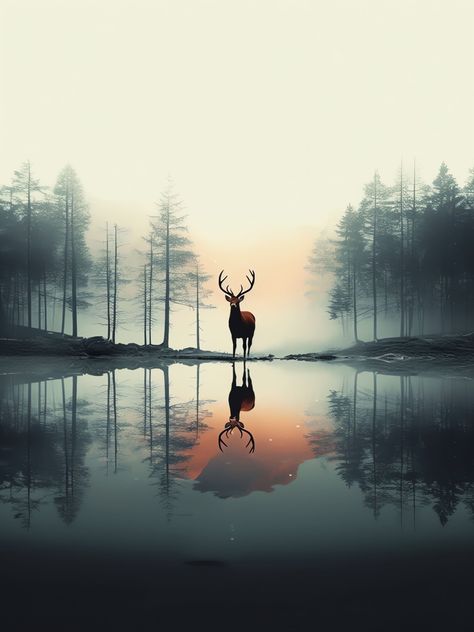 Deer Wallpaper Iphone, Dear Painting, Animals Landscape, Lagom Design, Deer Wallpaper, Animal Tattoo Ideas, Oneplus Wallpapers, Nature Iphone Wallpaper, 2160x3840 Wallpaper