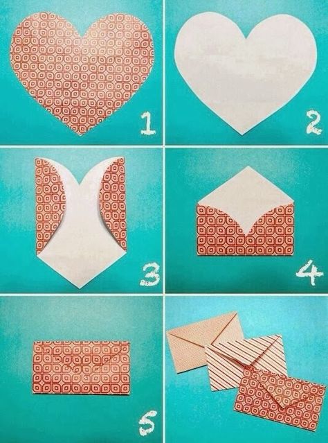 Make An Envelope, Valentines Bricolage, Hadiah Diy, Kraf Kertas, Origami Envelope, How To Make An Envelope, Diy Envelope, Origami Heart, Make Your Own Card