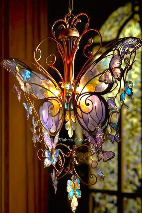 Stainglass Ideas, Butterfly Lamp, Butterfly Lighting, Butterfly Plants, Stained Glass Butterfly, Lampe Decoration, Light Crafts, Stained Glass Lamps, Glass Butterfly