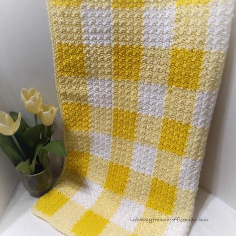 Crochet Yellow Blanket, Gingham Crochet Blanket, Crochet Gingham, Gingham Crochet, Simple Homestead, Crochet Blanket Boy, Crochet Blanket Vintage, Woodland Blanket, Homestead Blog