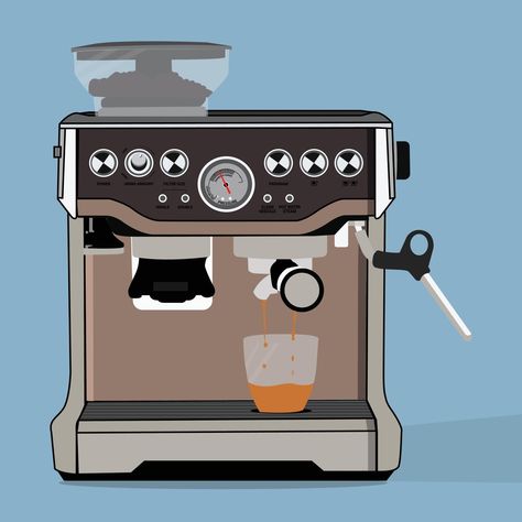 a vector of coffee machine perfect for coffee shop Coffee Machine Illustration, Barista Cafe, Home Barista, Coffee Organization, Coffee Doodle, Home Espresso Machine, Best Kitchen Tools, Best Espresso Machine, Best Coffee Maker