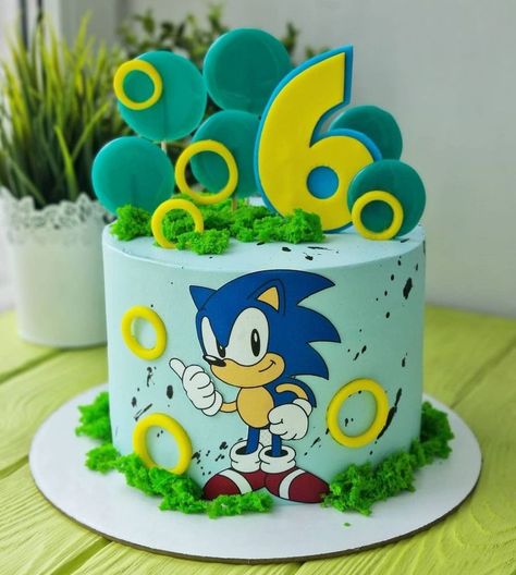 Boys Bday Cakes, Sonic Birthday Cake, Sonic The Hedgehog Cake, Soccer Birthday Cakes, Bolo Sonic, Sonic Cake, Hedgehog Cake, Paw Patrol Birthday Cake, Sonic Birthday Parties