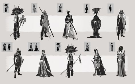 ArtStation - Character design 4, Olga Starodubtseva Geisha Samurai, Character Silhouette, Anna Cattish, Character Design Cartoon, Face Anime, Character Design Sketches, Concept Art Character, Game Character Design, Game Inspiration