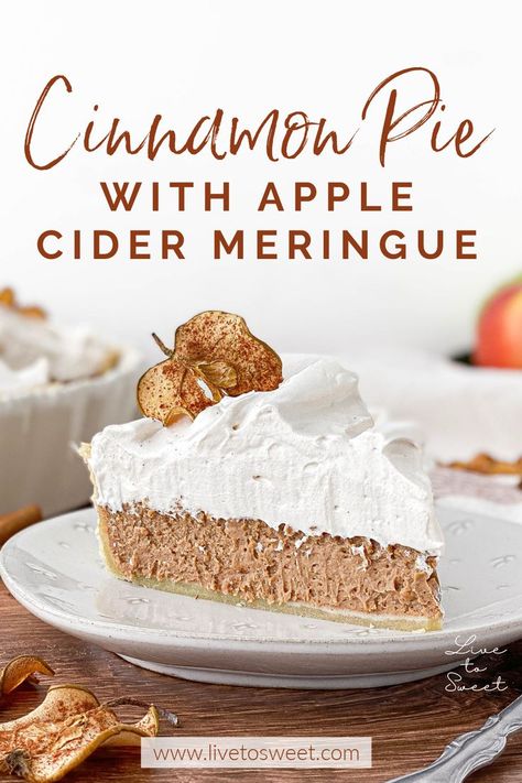 Cinnamon Pie With Apple Cider Meringue, Chai Cream Pie, Apple Cider Meringue, Thanksgiving Pie Flavors, Winter Pies Dessert, Apple Meringue Pie, Pie Flavors Unique, Creative Pie Recipes, Pies For Fall