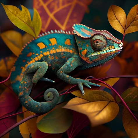 Exotic Animals Art, Colorful Lizards, Regard Animal, Chameleon Art, Wild Animals Photos, Tropical Animals, Animal Quilts, Wild Creatures, Insect Art