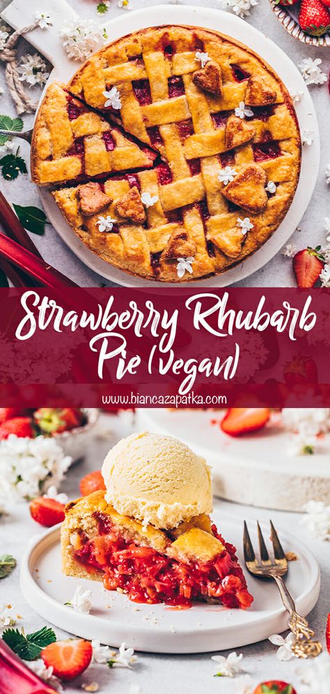 Vegan Strawberry Rhubarb Pie, Vegan Rhubarb Pie, Vegan Strawberry Rhubarb, Rhubarb Vegan, Vegan Rhubarb, Vegan Strawberry Pie, Vegan Fruit Pie, Rhubarb Recipes Vegan, Rhubarb Vegan Recipes