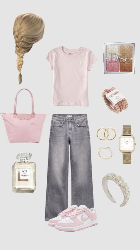 #pink #outfit #cleangirl Clean Girl Outfits, Scandinavian Outfit, Japan Outfits, Rush Outfits, Simple Outfits For School, Slay Outfits, Casual Preppy Outfits, Outfit Inspo Casual, Cute Preppy Outfits