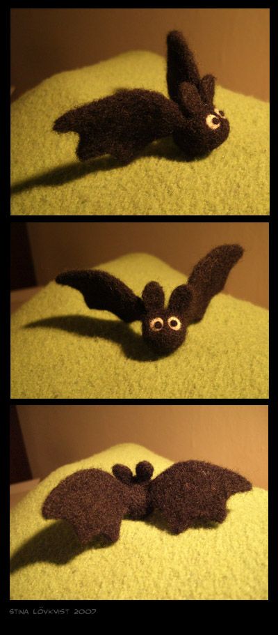 Needle Felted Bat Tutorial, Autumn Needle Felting Ideas, Needle Felt Bat, Felt Bats, Felting Halloween, Halloween Needle Felting Ideas, Needle Felted Halloween Ideas, Felt Bat, Needle Felt Halloween