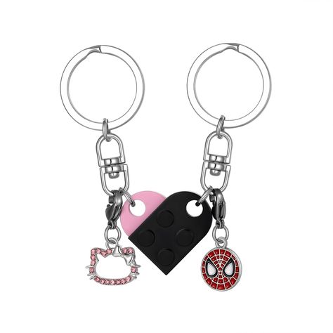 PRICES MAY VARY. 💕Couple Matching Keychains: Package includes a set of two cute brick keychains with spider charm pendant, which can be assembled into the shape of a unique heart. Matching keychains are perfect for couples or friends to showcase their intimate relationship. Whether together or apart, it will remind them of each other's existence. 💕Material & Size: Our heart-shaped keychains are mainly crafted with high quality alloy and plastic building blocks, not easy to fade or deform, stur Best Gifts To Get Your Boyfriend, Pins For Boyfriend, Cute Crafts For Gf, Metal Relationship, Pottery For Boyfriend, Matching Things For Couple, Gifts For His Mom, Things To Gift Boyfriend, Cute Birthday Gifts For Girlfriend