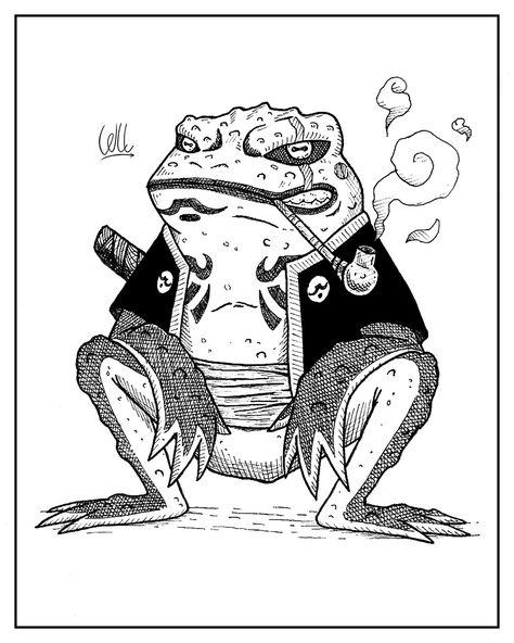 Inktober 2023 - Day 8: Toad Naruto Gamabunta Tattoo, Naruto Toad Tattoo, Naruto Toad, Toad Drawing, Nature Tattoo Sleeve, Inktober 2023, Nature Tattoo, Tattoo Reference, October 8