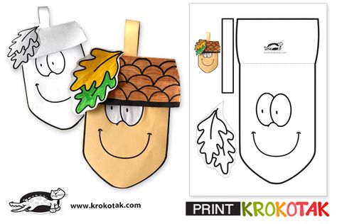 Acorn Crafts, Fun Friday, Printables For Kids, Animal Crafts, Craft Activities For Kids, Preschool Worksheets, School Classroom, Classroom Activities, Hello Autumn