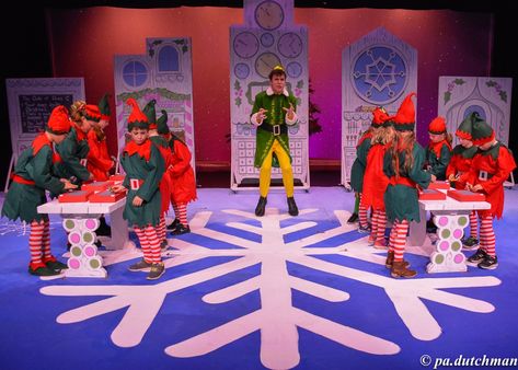 Elf Jr. the Musical at KMCO Elf Workshop, Elf Musical, Elf Jr The Musical Set, Elf The Musical Set Design, Elf The Musical, Elf Movie, School Play, Buddy The Elf, Movie Sets