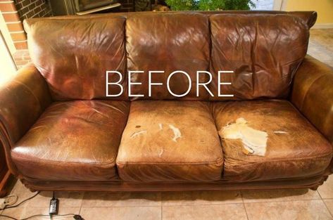 Hide Your Couch's Wear and Tear With These 9 Ingenious Ideas - No more couch catastrophes Leather Couch Covers, Leather Couch Repair, Painting Fabric Furniture, Couch Repair, Ingenious Ideas, Upholstered Couch, Brown Leather Sofa, Diy Couch, Leather Repair