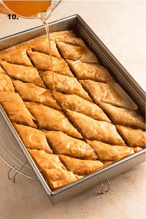 Honey Baklava Recipe - One Sarcastic Baker Baklava Recipe Traditional, Baclavale Recipes Greek, Honey Baklava Recipe, Baklava Recipes, Honey Baklava, Baklava Recipe Easy, Jewish Holiday Recipes, Baklava Recipe, Orange Syrup