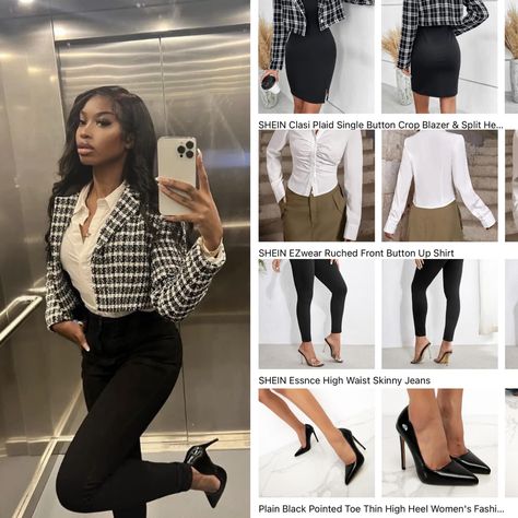 Black Women Real Estate Outfits, Interview Clothes Black Women, Accounting Attire Work Outfits, Businesses Professional Outfits, Cute Outfits For Interviews, Legal Attire Women, Cute Business Professional Outfits For Women, Shein Outfits For Work, Business Casual Shein