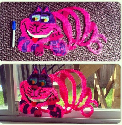 Cheshire Cat perler beads by Mudturkey44 Cheshire Cat Perler, Alice In Wonderland Cheshire Cat, Wonderland Cheshire Cat, Perler Creations, Melty Bead Patterns, Easy Perler Beads Ideas, Fuse Bead Patterns, Hama Beads Design, Perler Bead Templates