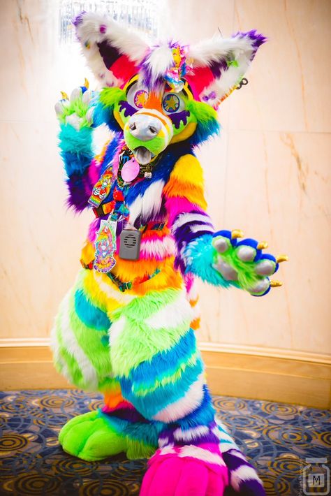 Sparkle Dog Fursuit, Rainbow Fursuit, Sparkledog Fursuit, Colorful Fursuits, Cool Fursuits, Dog Fursuit, Unique Fursuits, Sparkle Dog, Fursuit Ideas