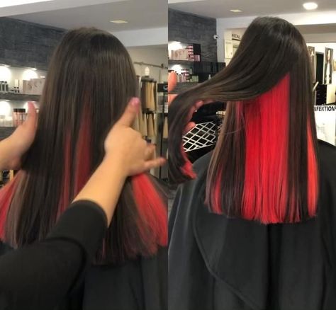 Color Under Hair, Red Halo Hair, Color For Black Hair, Under Hair Color, Hair Dyed Underneath, Hair Dye Videos, Hidden Hair Color, Strawberry Blonde Hair Color, Hair Color Underneath