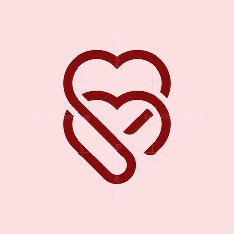 Double Love Line Logo. red color and pink background, very simple, creative and easy to recognize. can be used in any media. Double Love Line Logo can be used directly for companies that need it. Couple Logo Design Love, Bracelet Logo Design, Couple Symbols, Jewellery Brand Logo, Love Logo Design, Jewelry Brand Logo, Couple Logo, Award Poster, Love Lines