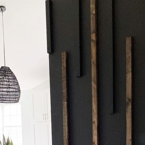 I’ve been challenging myself lately when it comes to design and wall paint. This accent wall wa... Masculine Accent Wall, Spot Painting, Wood Stain, Challenge Me, Wood Accents, Black Walls, Miss A, Painted Wood, Wall Paint