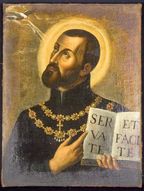 He was a saint in northern Italy who did valiant work to protect the Holy Catholic Faith there against the heresies and hatreds of the Protestant Reformation. He refused all ecclesiastical dignities. He devoted his life to the service of the sick and the poor. He founded an Order called the Theatine… St Cajetan, Saint Cajetan, Happy Feast Day, The Gift Of Prophecy, Protestant Reformation, Divine Providence, Mother Mary Images, Christian Devotions, Eucharist