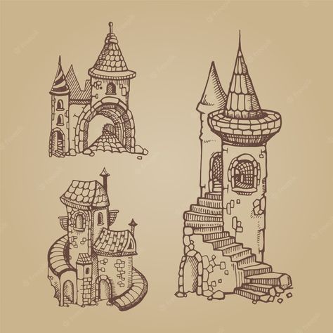 Medieval Castles, Graphic Template, Vector Hand, Interior Design Projects, Premium Vector, Design Projects, Hand Drawn, Castle, Design