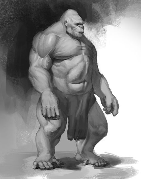 Gorilla Guy., Vyacheslav Prytula on ArtStation at https://www.artstation.com/artwork/oO5w0z Gorilla Standing, Gorilla Drawing, Gorilla Art, Fantasy Inspo, Fantasy Story Ideas, Gorillas Art, Dark Sun, Space Fantasy, Fantasy Story